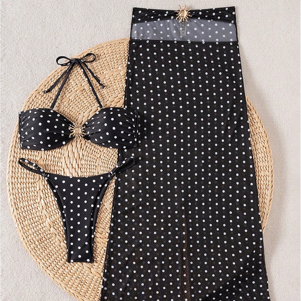 SHEIN Black and White Polka Dot Bikini Set